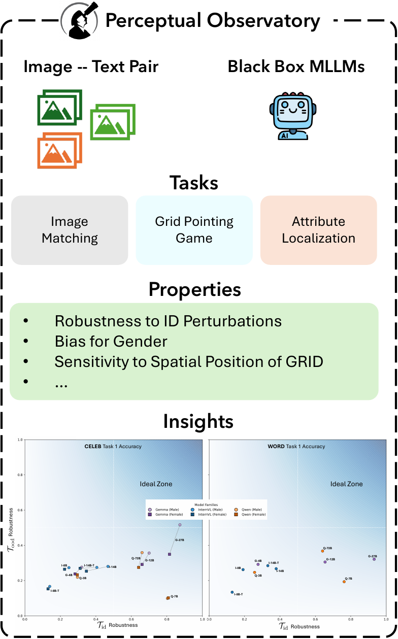 Framework overview of The Perceptual Observatory tasks and properties